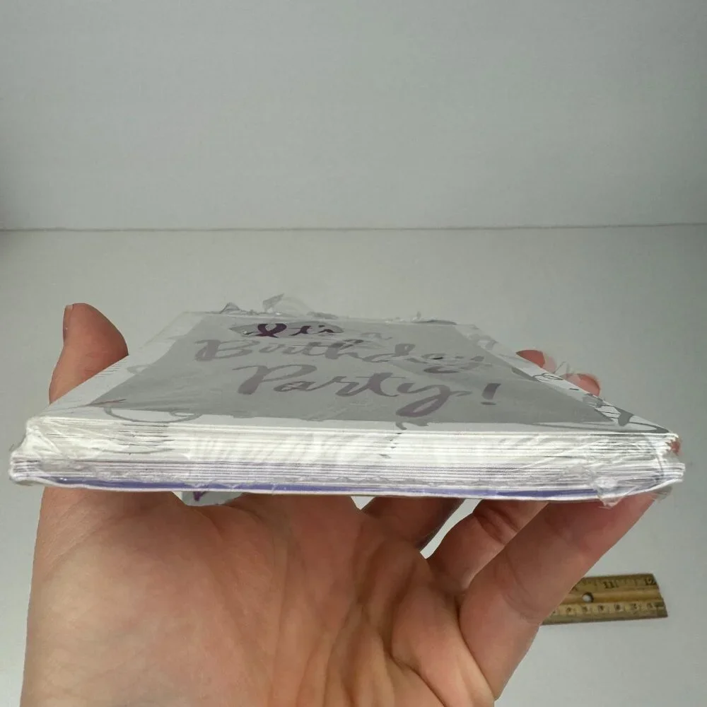 Vtg 2 Packs Its a Birthday Party Silver Metallic Invitations Greeting Cards READ